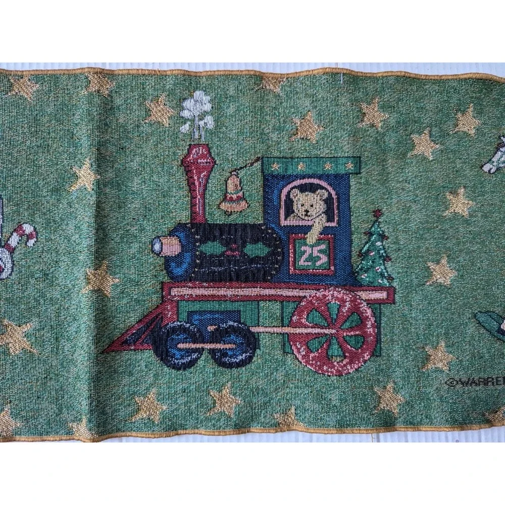 Christmas Warren Kimble Table Runner Tapestry Toys Green